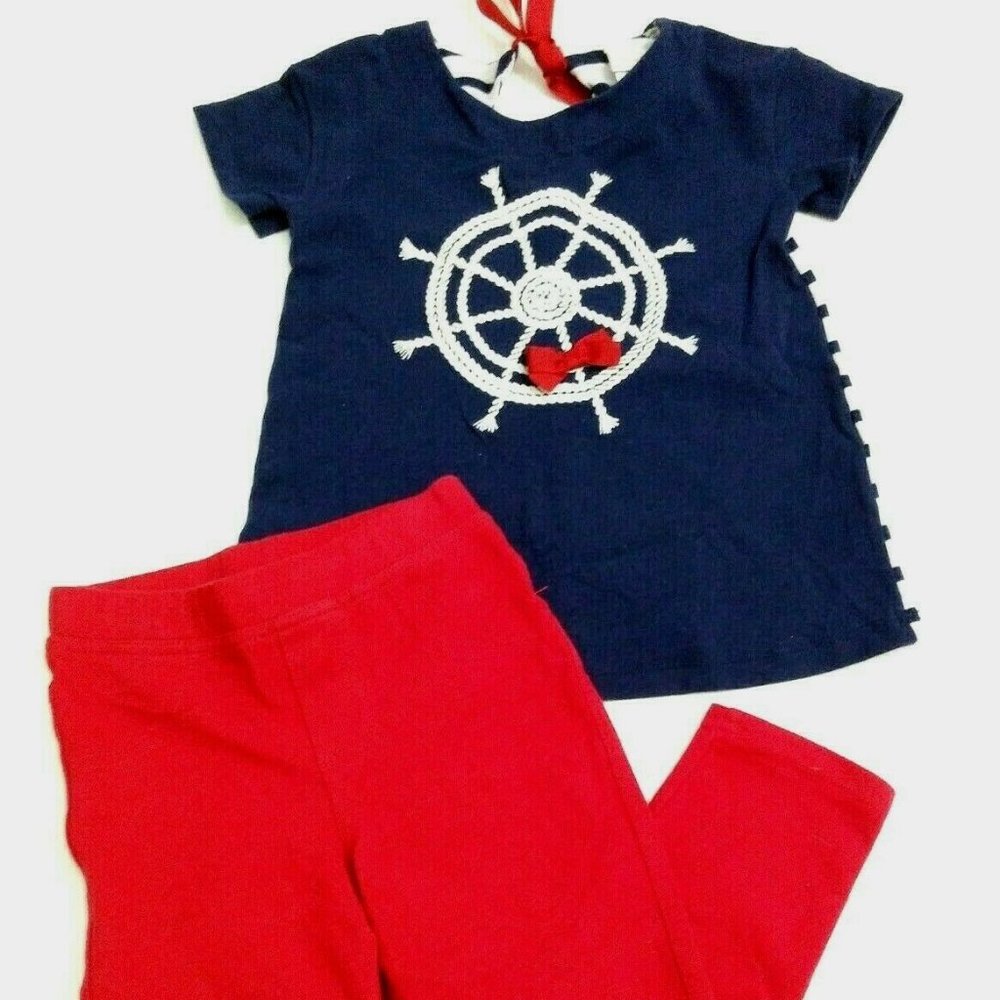 Maggie & Zoe Blue Top and Red Pants 2pc Set (Sz. 2T)